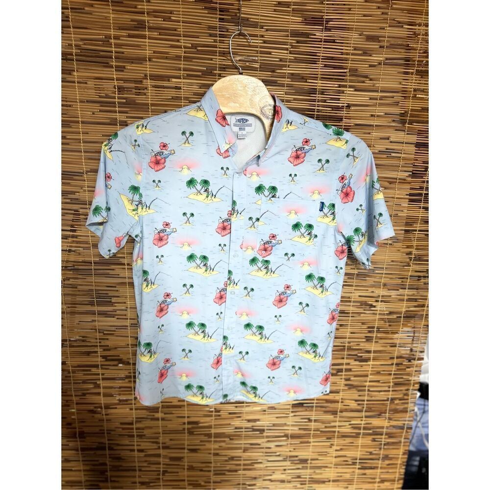 AFTCO Hawaiian Fishing Shirt Large (L) Hula Island